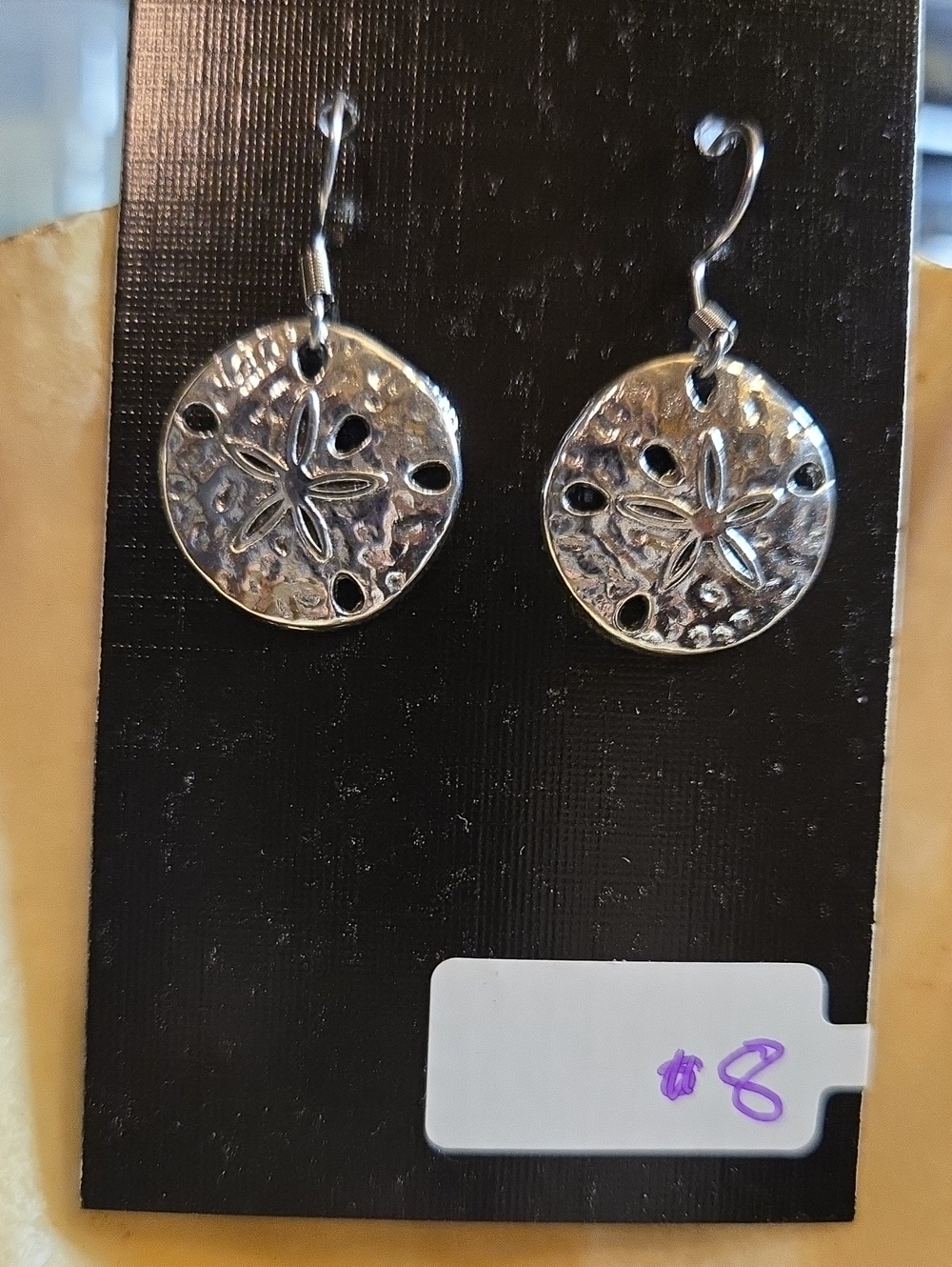 Silvertone Sand Dollar Drop Earrings - Women's Jewelry